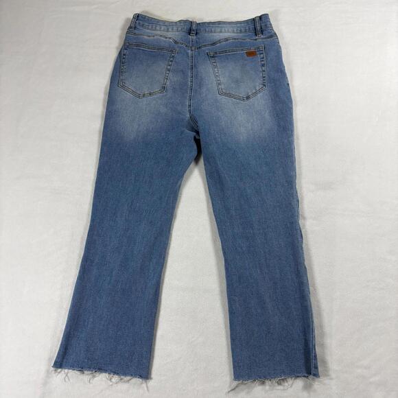 Thread Market Women’s 9/29 Flare Jeans Raw Hem Stretch Denim Blue - Picture 9 of 10